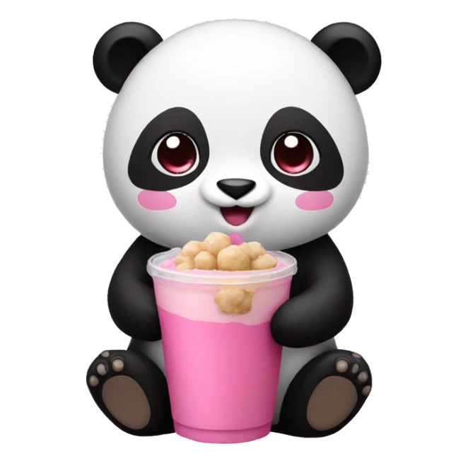 Pink panda holding a boba  sticker
