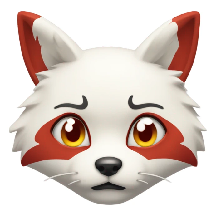Kitsune head, red and white, sad face sticker