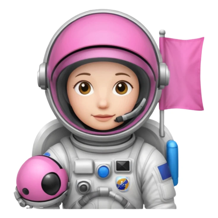 astronaut holding pink flag in hand sticker