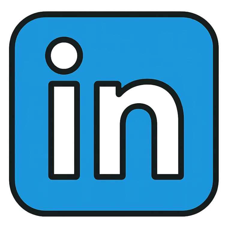 LinkedIn logo in blue, flat icon style, minimalistic sticker