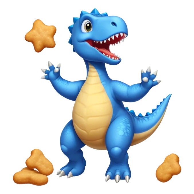 Dancing blue dino with dino nuggies sticker