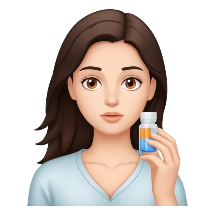 Young brunette taking Adderall sticker