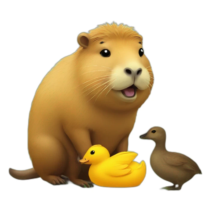 capybara friends with duck sticker