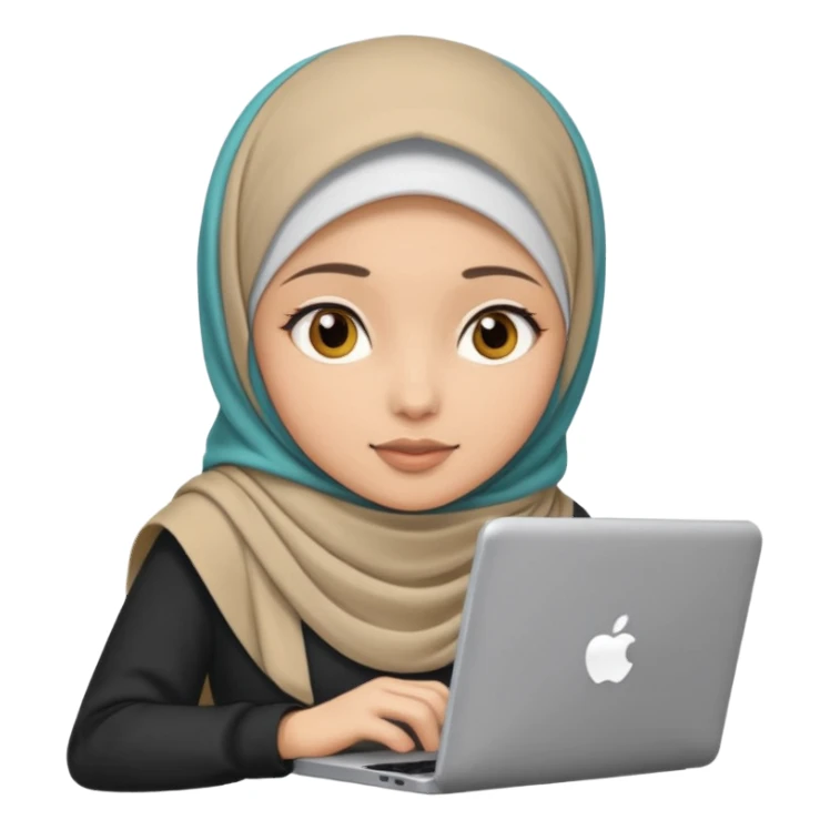 hijabi girl with computer sticker