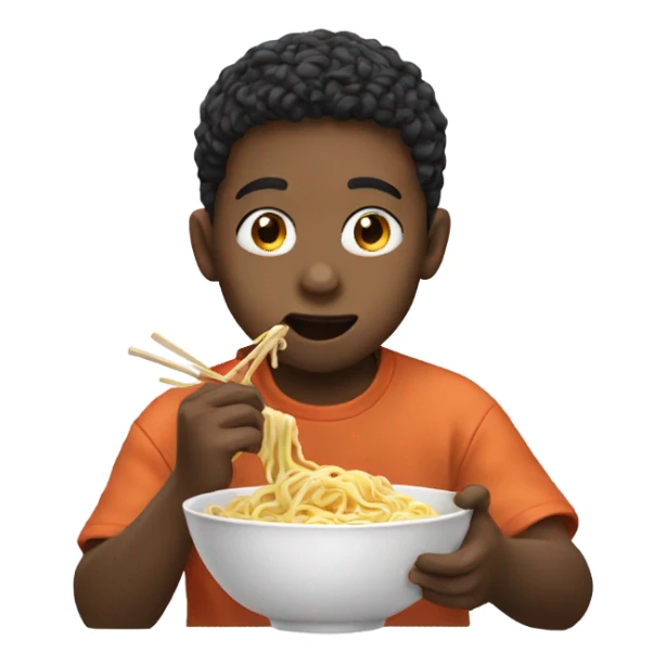 Kid eating noodles  sticker
