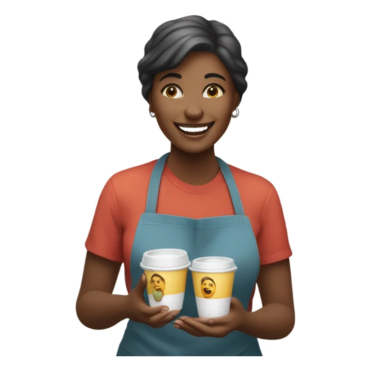 Lady handing out free samples sticker