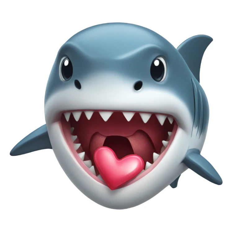 shark holding a heart sticker