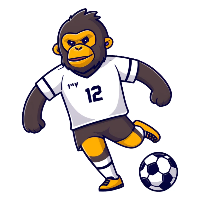 Soccer player with gorilla on his head  sticker