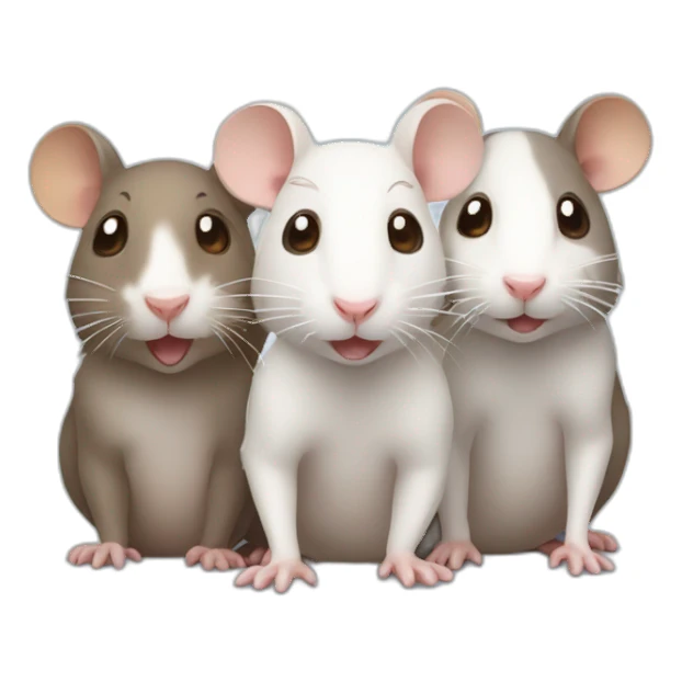 Three cute rats, one white, the other two brown sticker
