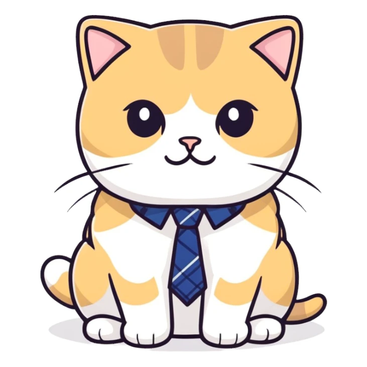 Scottish fold cat with tie sticker