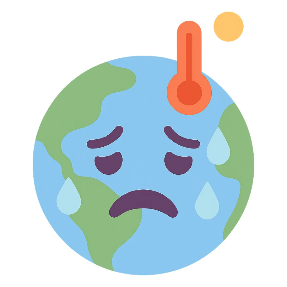 globe sweating with high temperature, looking distressed sticker