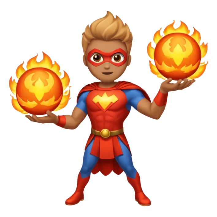 A superhero with two fireballs on his hand sticker