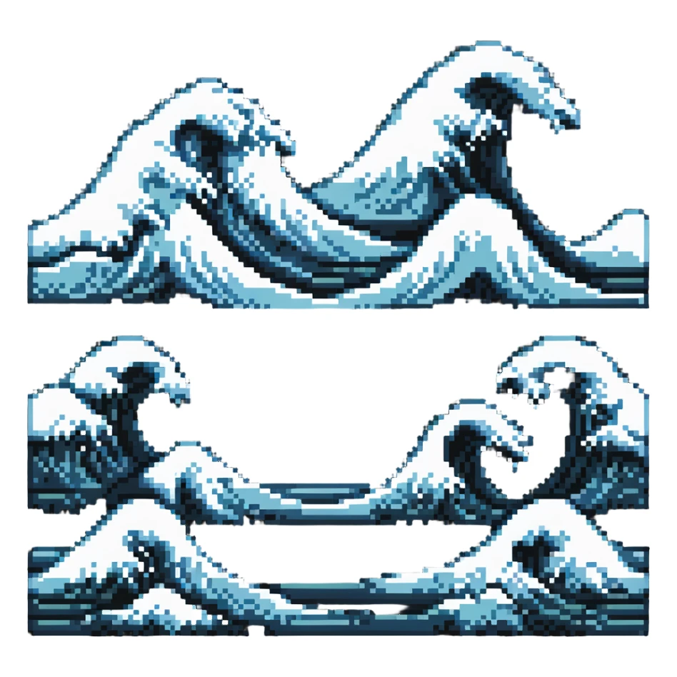 ocean wave pixel art sticker