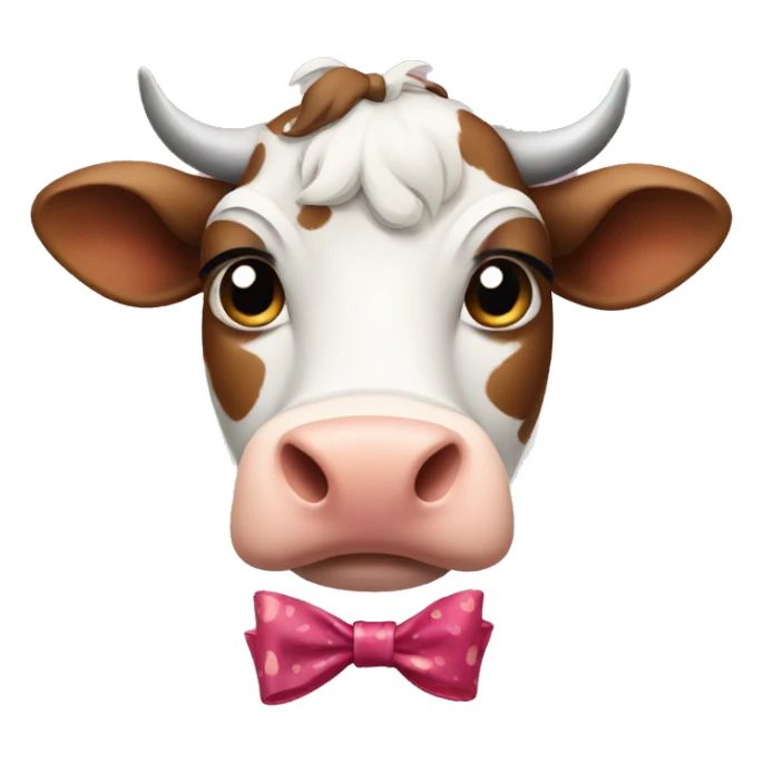 Cow wearing a bow sticker