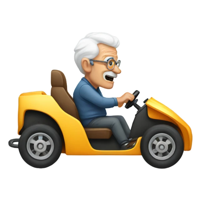 Old man driving a gokart sticker