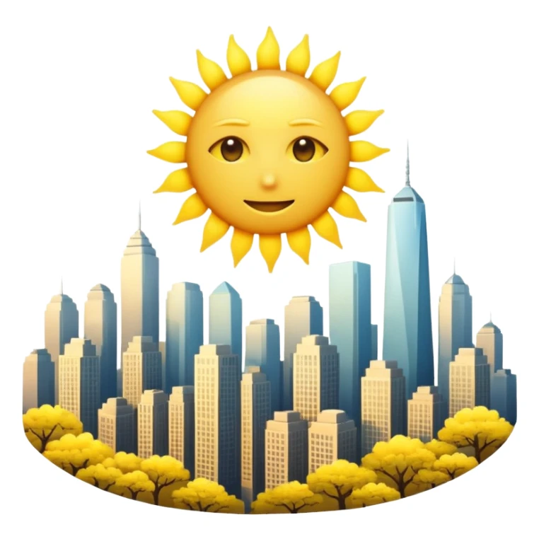 A SHINING AND RADIANT SUN WITHOUT FACE END WITH CITY OR WAVES sticker