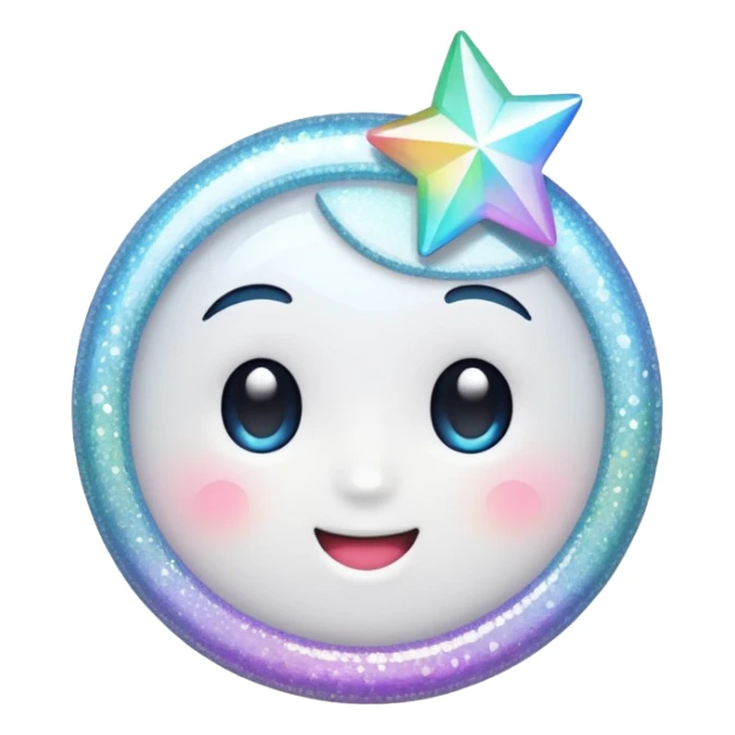 glitter white happy sticker