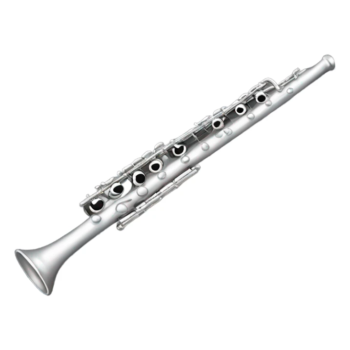 silver flute with a black wood mouthpiece sticker
