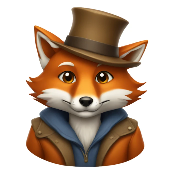 Fox with a hat sticker