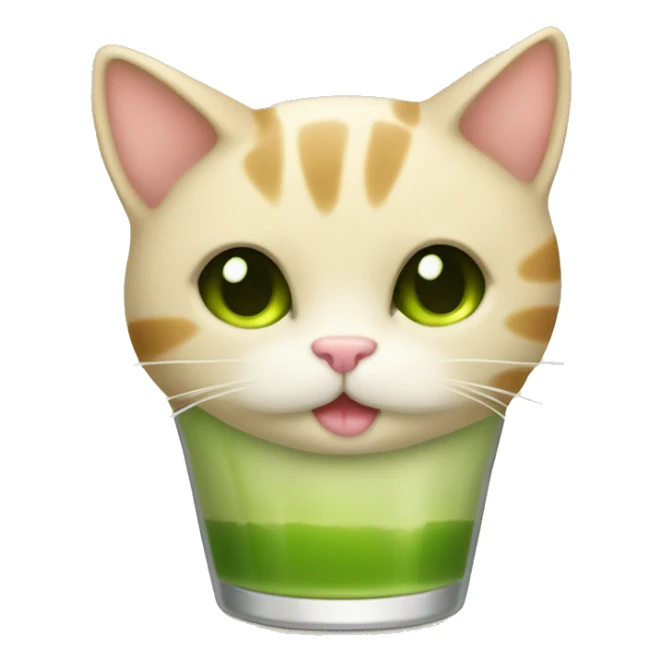 beige kitty drink matcha latee sticker
