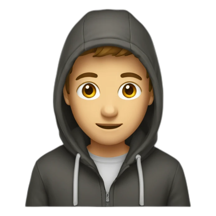 Garçon 13 ans en capuche et cache cou sticker