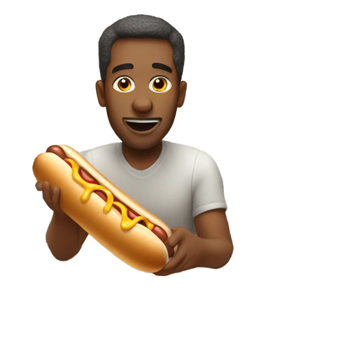 Man eating a hot dog sticker