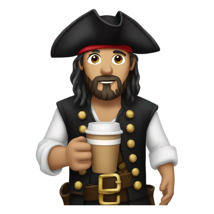 Pirate holding coffee  sticker