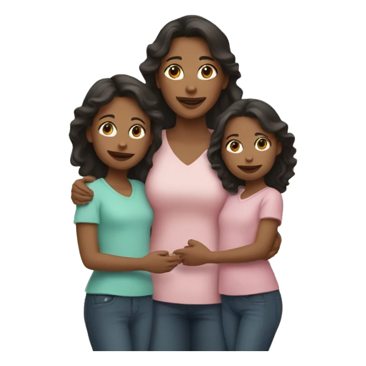 Mom with two daughters  sticker
