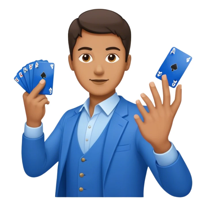  Man throwing  blue cards sticker