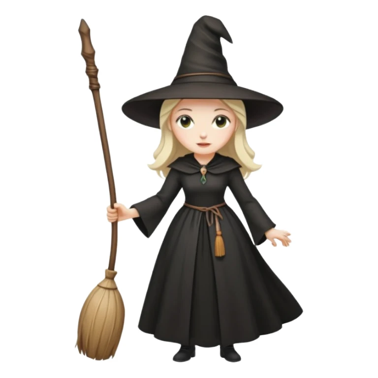 witch with a hat and a broomstick sticker