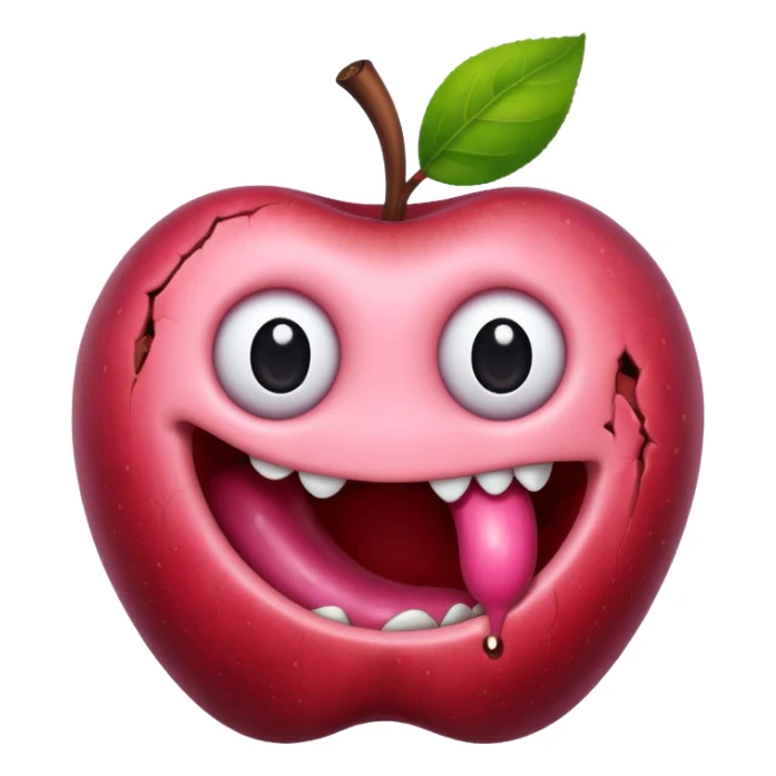 cute worm in ruined apple sticker