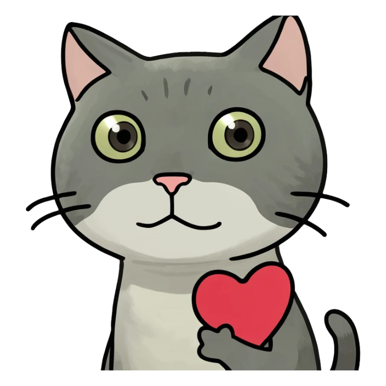 Cat with heart sticker