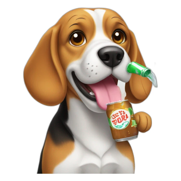 Beagle drinking soda sticker