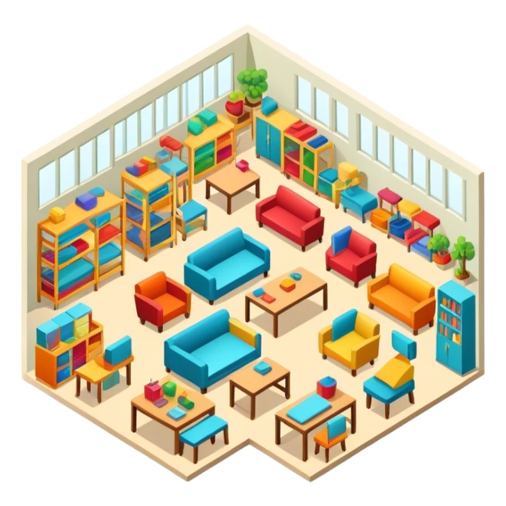Isometric furniture factor sticker