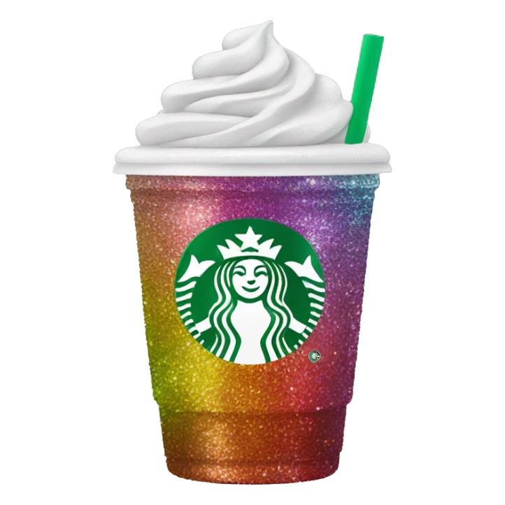 Create a rainbow sparkly Starbucks drink sticker