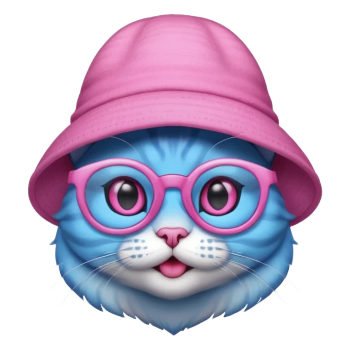 blue alien cat with pink hat  and spectacles sticker