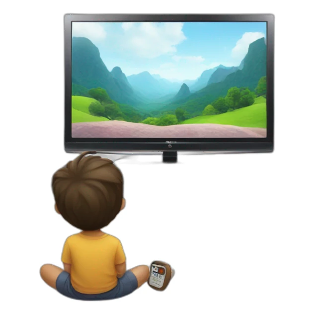 Cute  boy watching lg television sticker