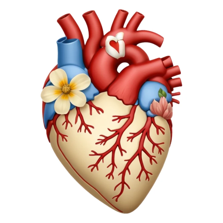 Anatomy heart + beige flowers sticker