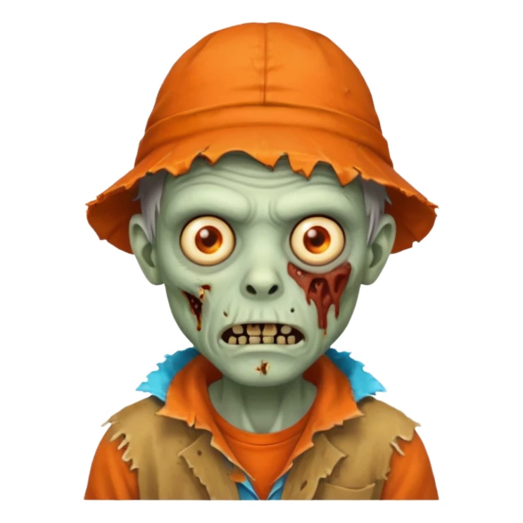 zombie man in orange hats sticker