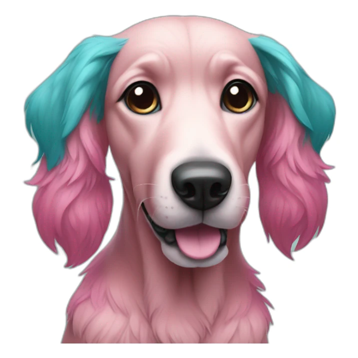 pink and teal dog sticker