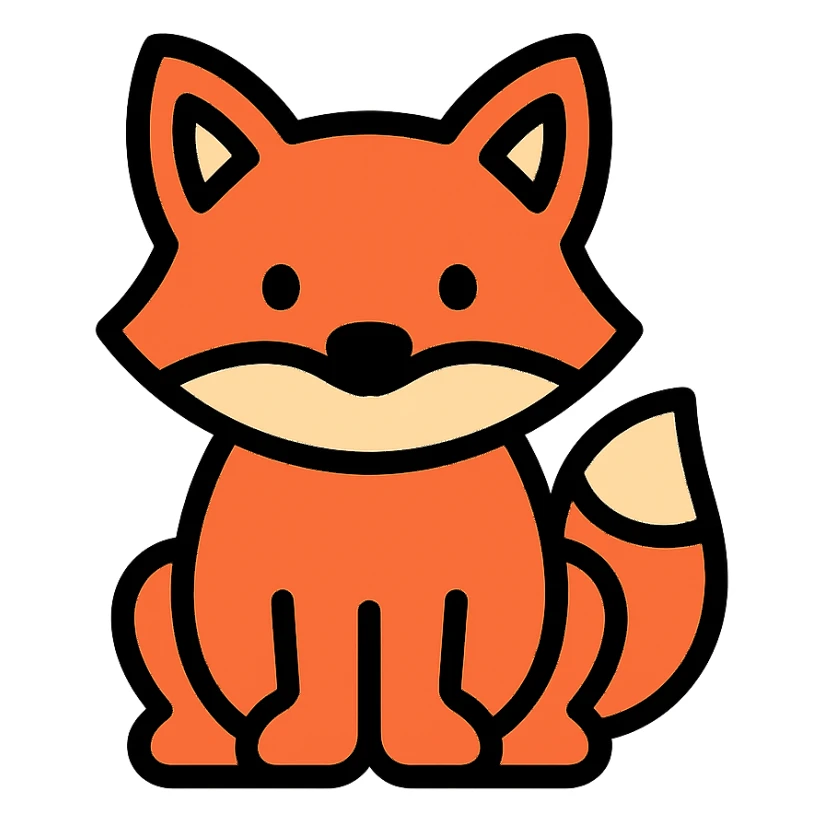 simple and recognizable fox color icon sticker