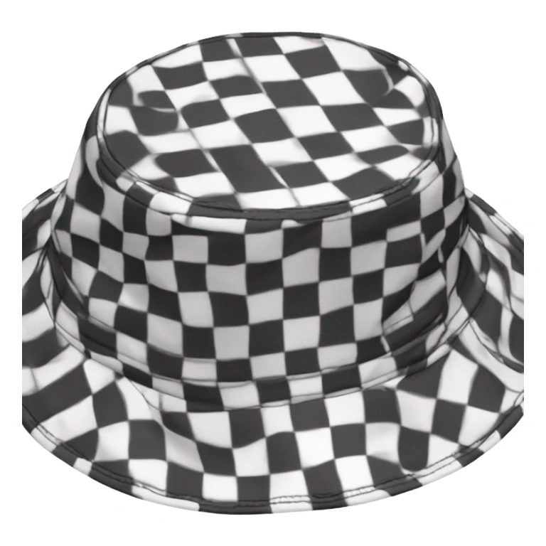 Black-and-white checkered bucket hat sticker