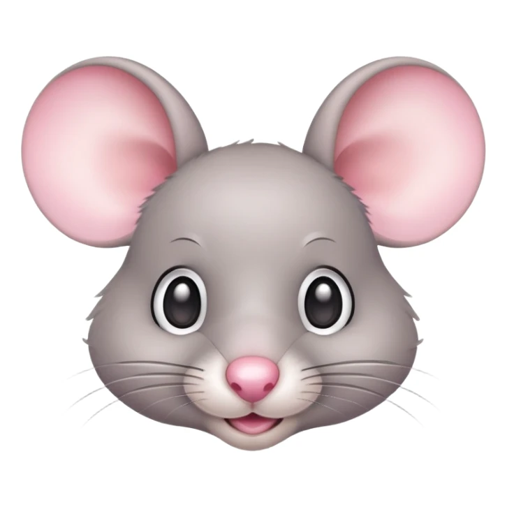 Cute gray mouse with large ears and a pink nose sticker