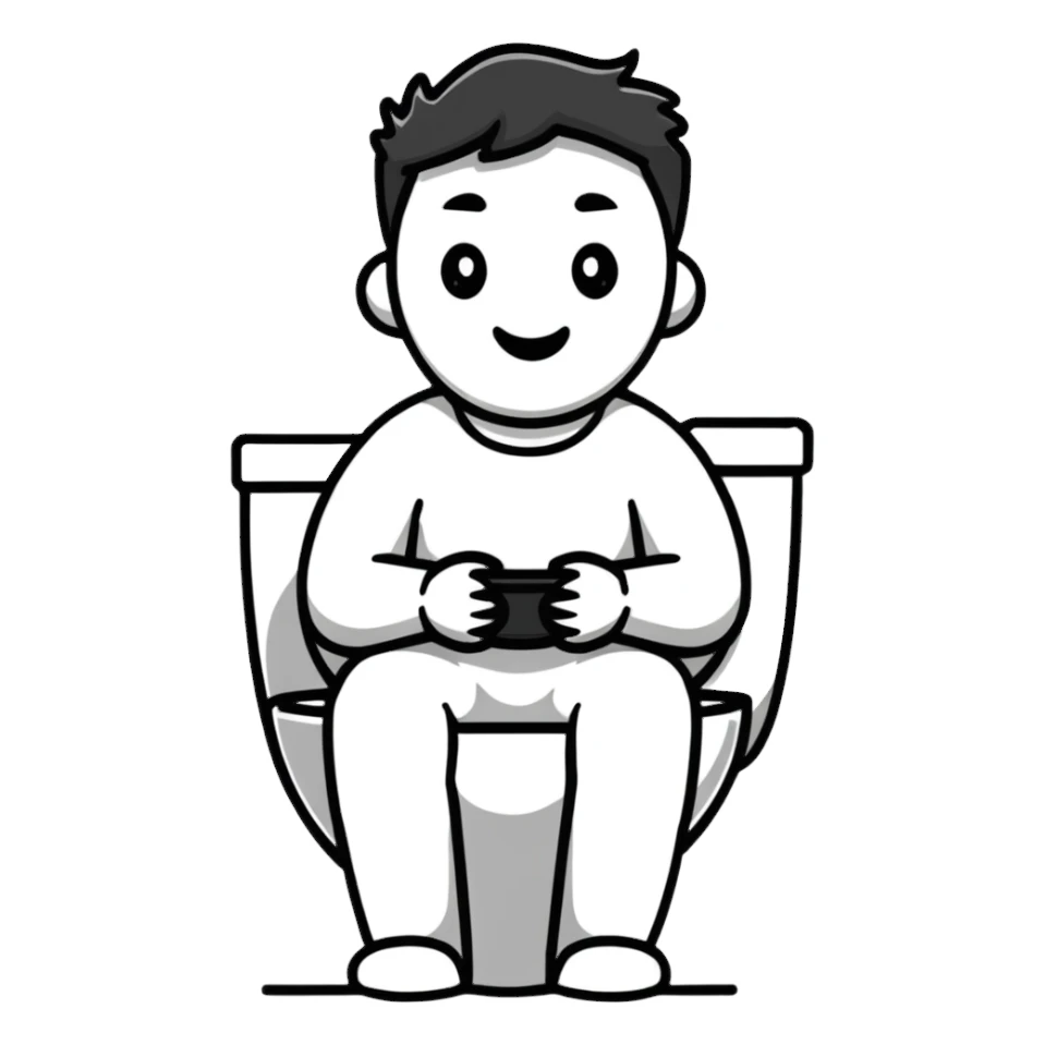 man sitting on toilet sticker