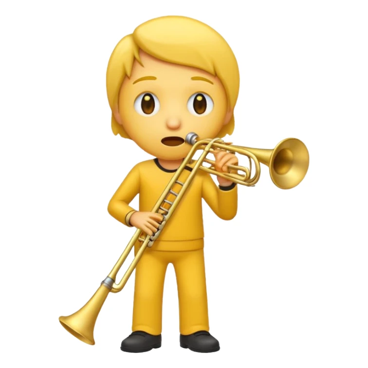 Emoji triste tocando el trombón sticker