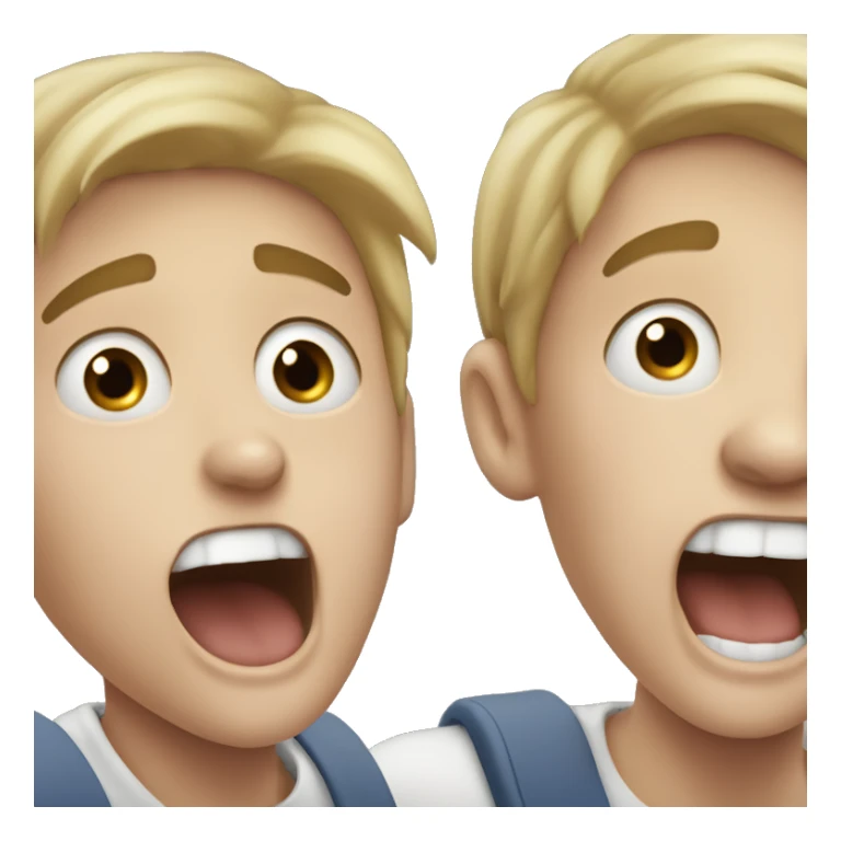 white-skinned schoolboy screams in surprise and holds his head sticker