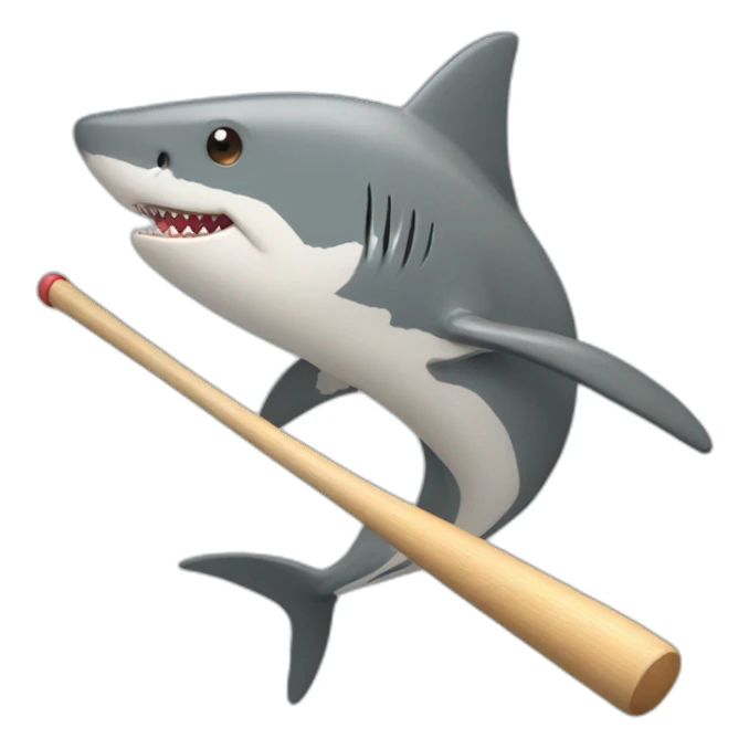 shark holding a baseball bat sticker