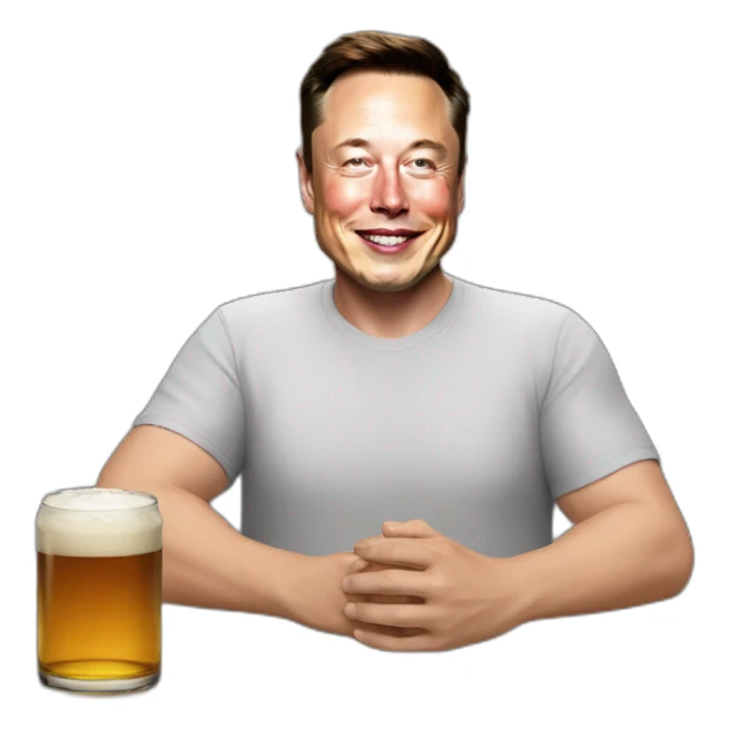 elon musk whith beer sticker