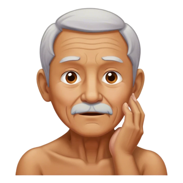 Old man holding neck  sticker