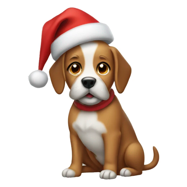 Dog wearing a Christmas’s hat sticker